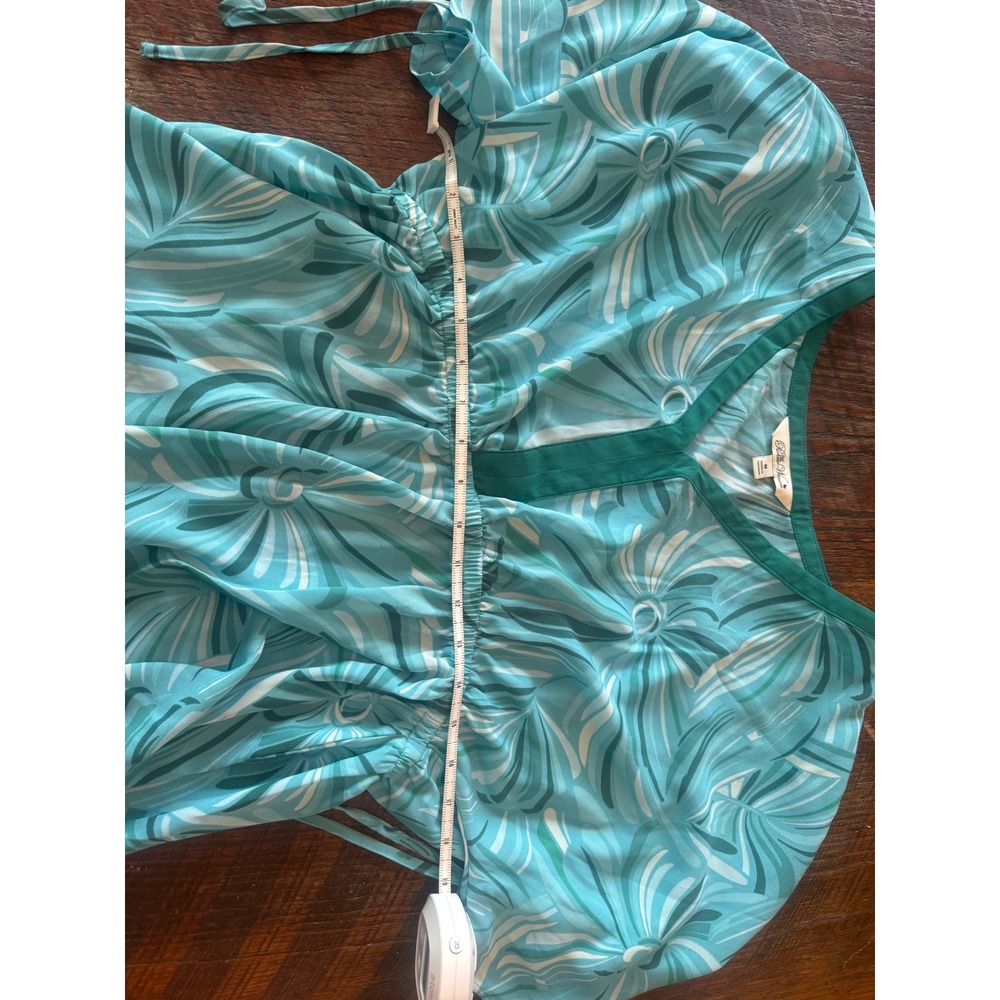 Y2K Boho The Pioneer Woman Babydoll Tunic Top Turquoise Floral Empire Waist M - Picture 5 of 5